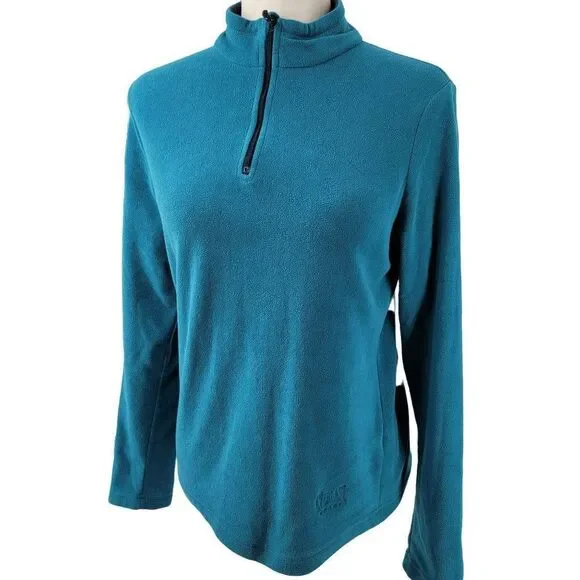 Everlast Fleece Pullover Womens Size Large Sweater Teal Zippper - Picture 2 of 9